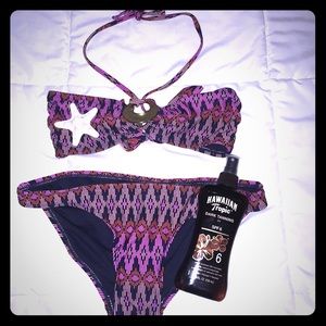 Bandeau top bikini size small pink and black